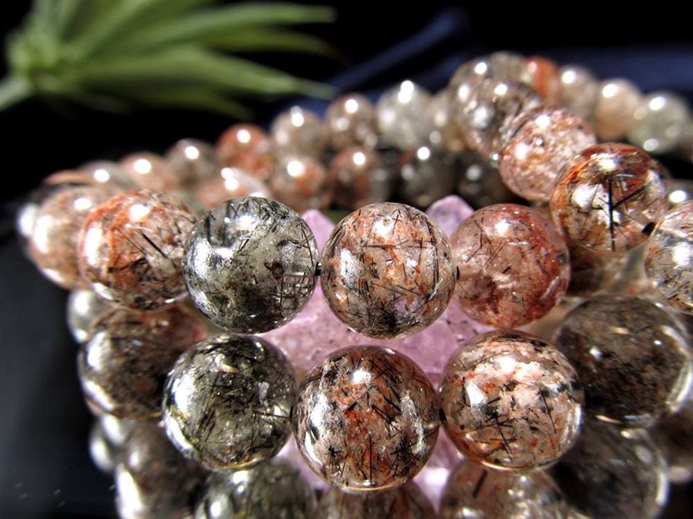 ガーデン ブラックルチルクォーツ 庭園 黒針水晶 ガーデン水晶 ブレスレット