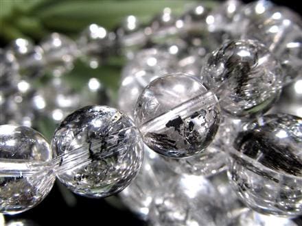 エレスチャルクォーツ 骸骨水晶 ブレスレット グラファイト パワーストーン