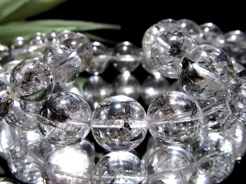 エレスチャルクォーツ 骸骨水晶 ブレスレット グラファイト パワーストーン