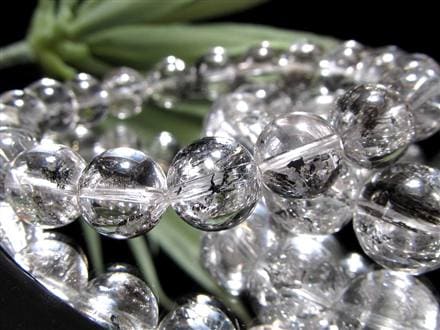 エレスチャルクォーツ 骸骨水晶 ブレスレット グラファイト パワーストーン