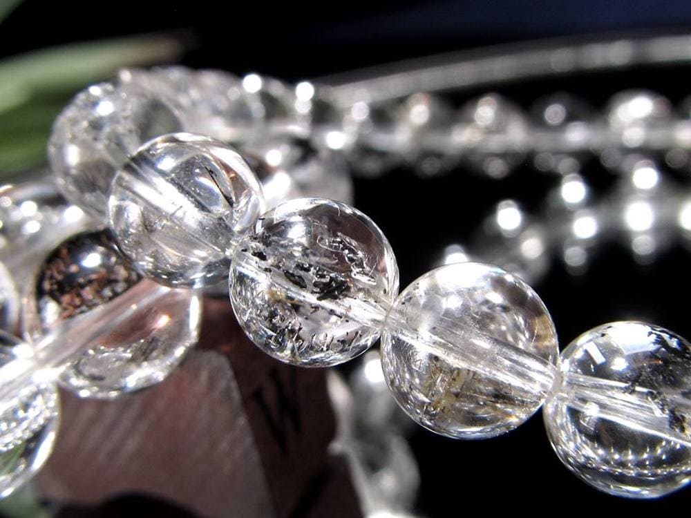 エレスチャルクォーツ 骸骨水晶 ブレスレット グラファイト パワーストーン