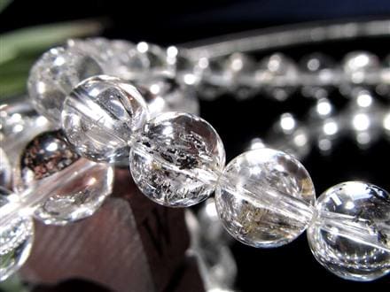 エレスチャルクォーツ 骸骨水晶 ブレスレット グラファイト パワーストーン