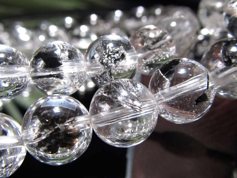 エレスチャルクォーツ 骸骨水晶 ブレスレット グラファイト パワーストーン