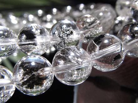 エレスチャルクォーツ 骸骨水晶 ブレスレット グラファイト パワーストーン