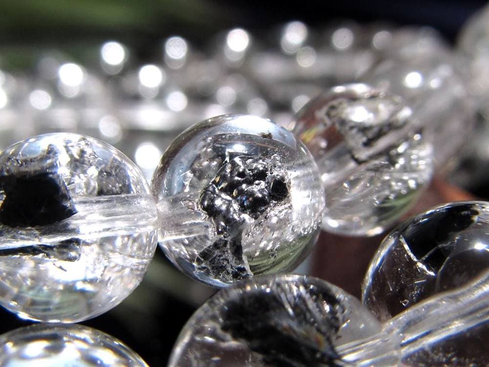 エレスチャルクォーツ 骸骨水晶 ブレスレット グラファイト パワーストーン