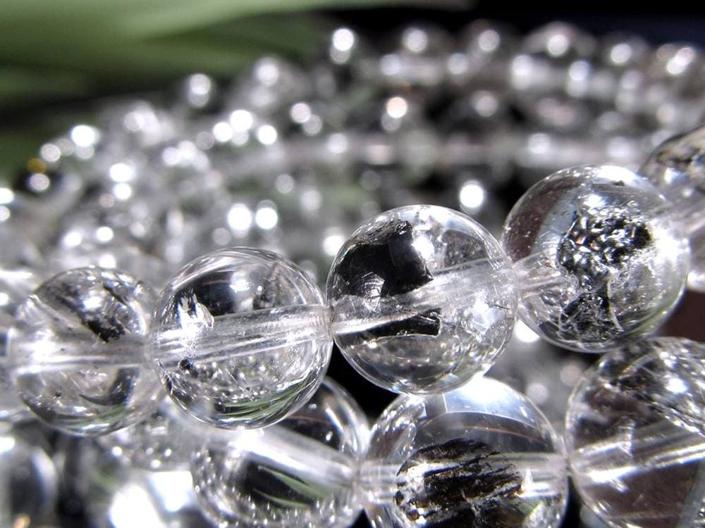 エレスチャルクォーツ 骸骨水晶 ブレスレット グラファイト パワーストーン