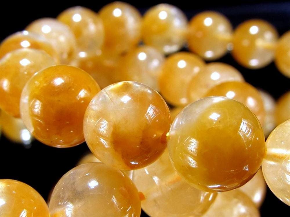 ラビットファークォーツ ブレスレット イエロー サンセットクォーツ ラビットヘアクォーツ