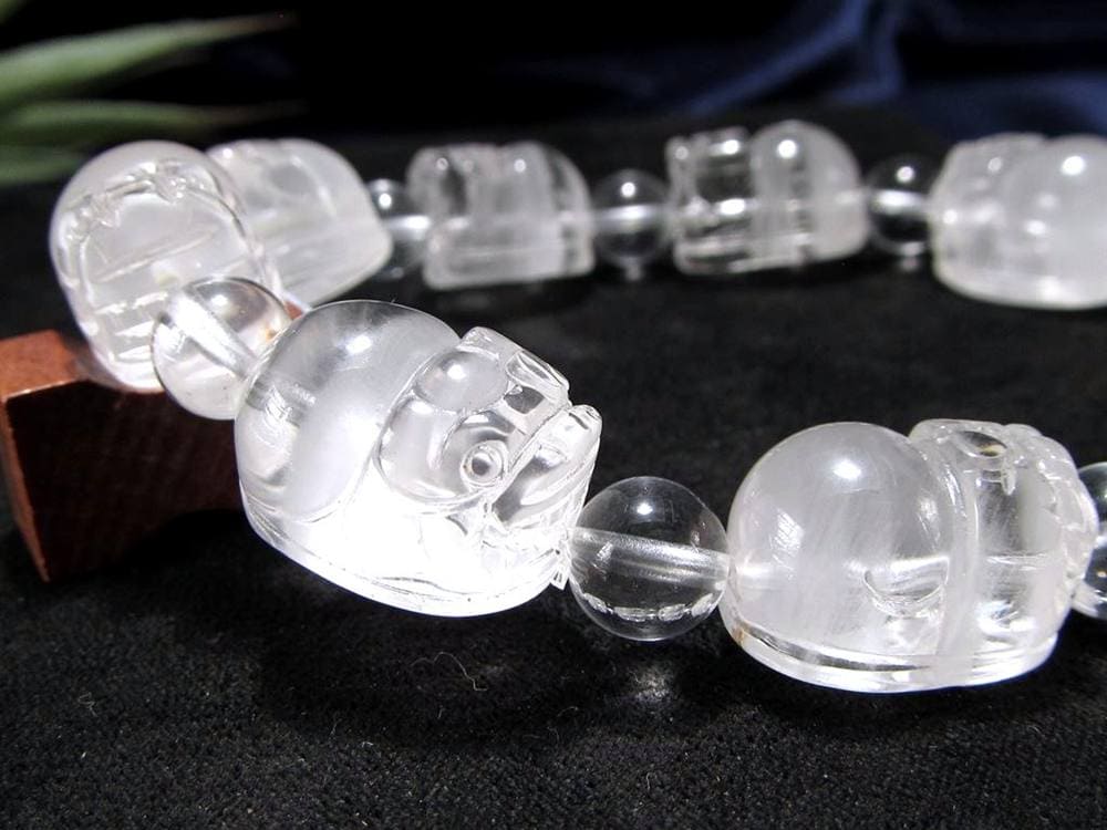 ホワイトファントムクォーツ 浄化 ブレスレット ヒキュウ 貔貅