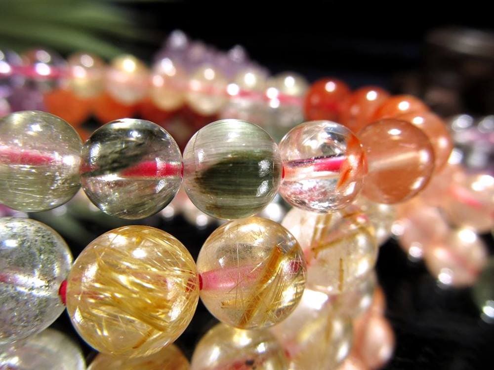 ゴールドルチル グリーンルチル アメジスト レッドラビットヘア MIXクォーツ