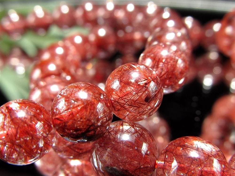 レッドルチルクォーツ ブレスレット レッドブラウンルチル ルチルレイテッドクォーツ 赤針水晶