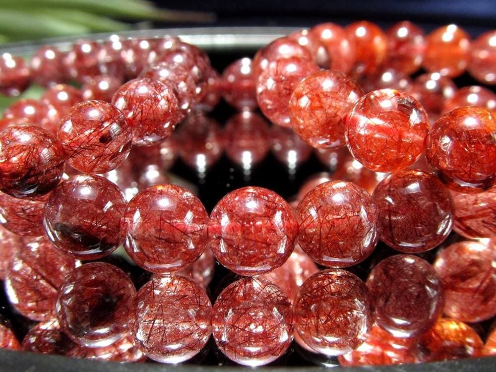 レッドルチルクォーツ ブレスレット レッドブラウンルチル ルチルレイテッドクォーツ 赤針水晶