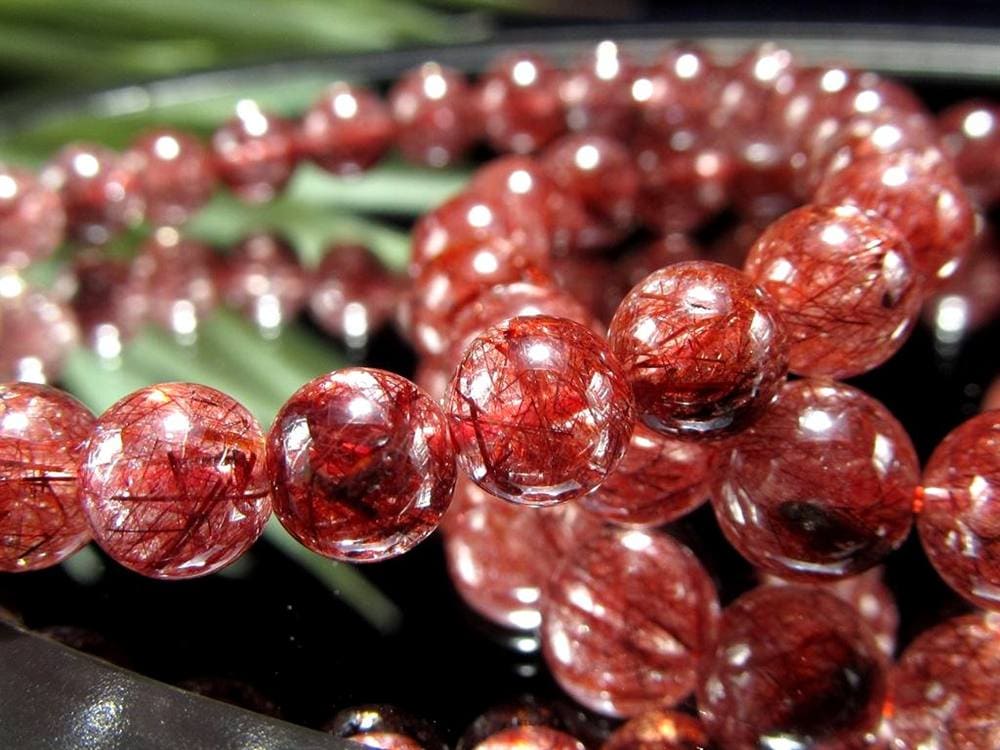 レッドルチルクォーツ ブレスレット レッドブラウンルチル ルチルレイテッドクォーツ 赤針水晶