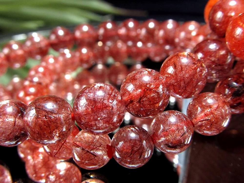 レッドルチルクォーツ ブレスレット レッドブラウンルチル ルチルレイテッドクォーツ 赤針水晶