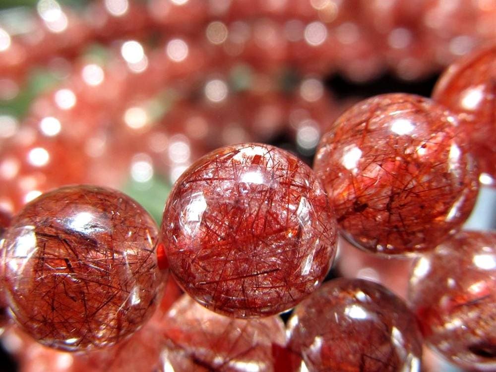 レッドルチルクォーツ ブレスレット レッドブラウンルチル ルチルレイテッドクォーツ 赤針水晶