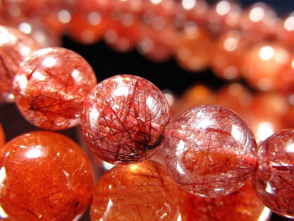 レッドルチルクォーツ ブレスレット レッドブラウンルチル ルチルレイテッドクォーツ 赤針水晶