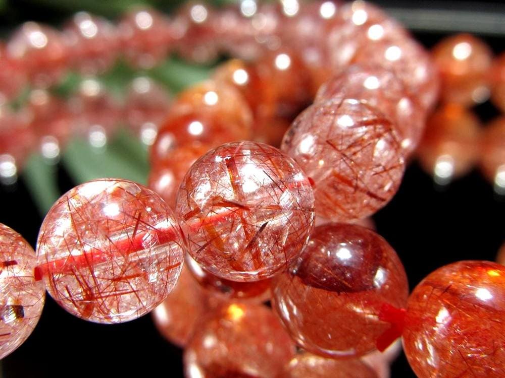 レッドルチルクォーツ ブレスレット レッドブラウンルチル ルチルレイテッドクォーツ 赤針水晶