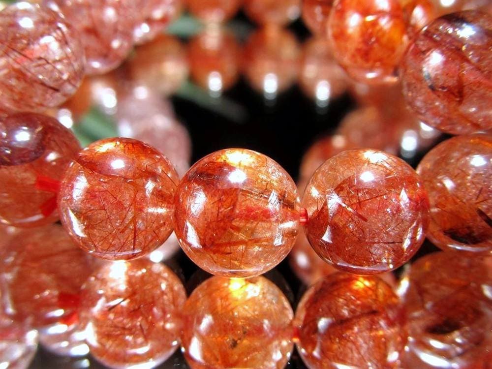 レッドルチルクォーツ ブレスレット レッドブラウンルチル ルチルレイテッドクォーツ 赤針水晶