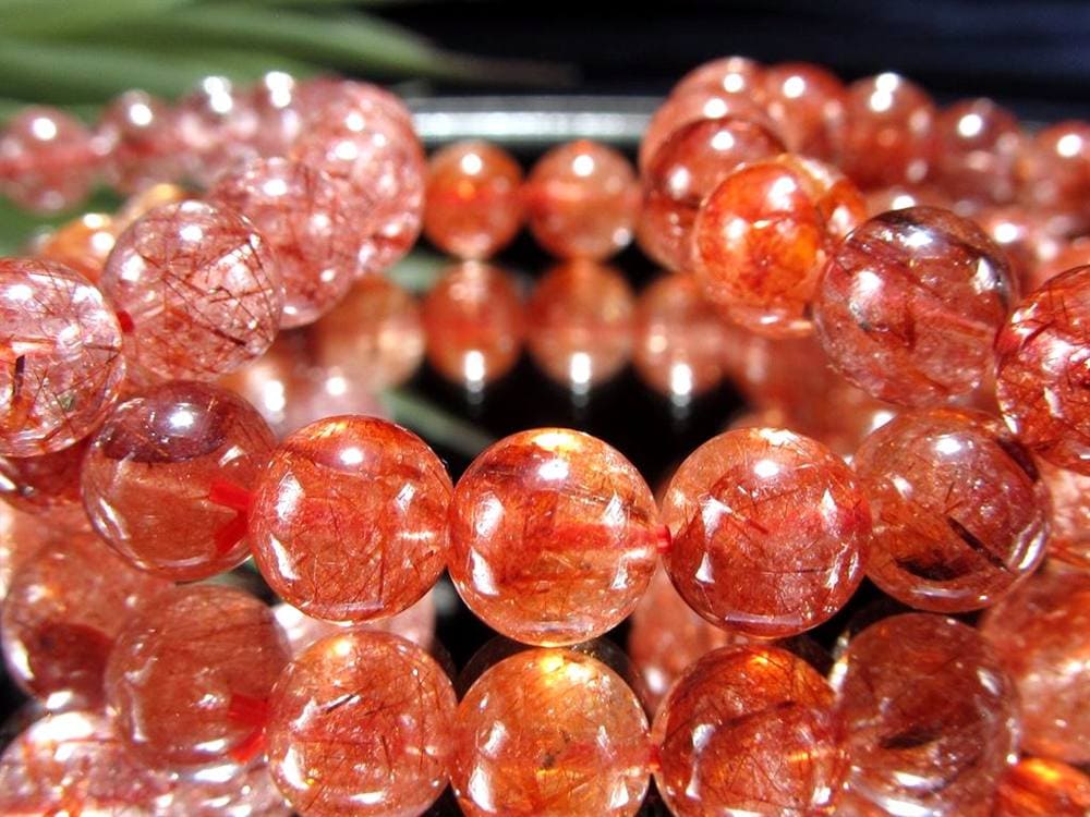 レッドルチルクォーツ ブレスレット レッドブラウンルチル ルチルレイテッドクォーツ 赤針水晶