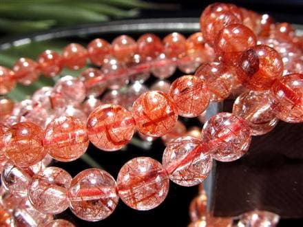 レッドルチルクォーツ ブレスレット レッドブラウンルチル ルチルレイテッドクォーツ 赤針水晶