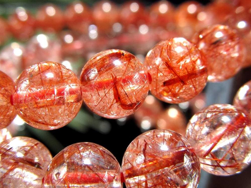 レッドルチルクォーツ ブレスレット レッドブラウンルチル ルチルレイテッドクォーツ 赤針水晶