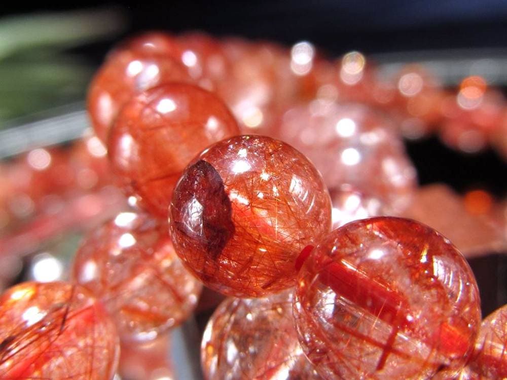 レッドルチルクォーツ ブレスレット レッドブラウンルチル ルチルレイテッドクォーツ 赤針水晶