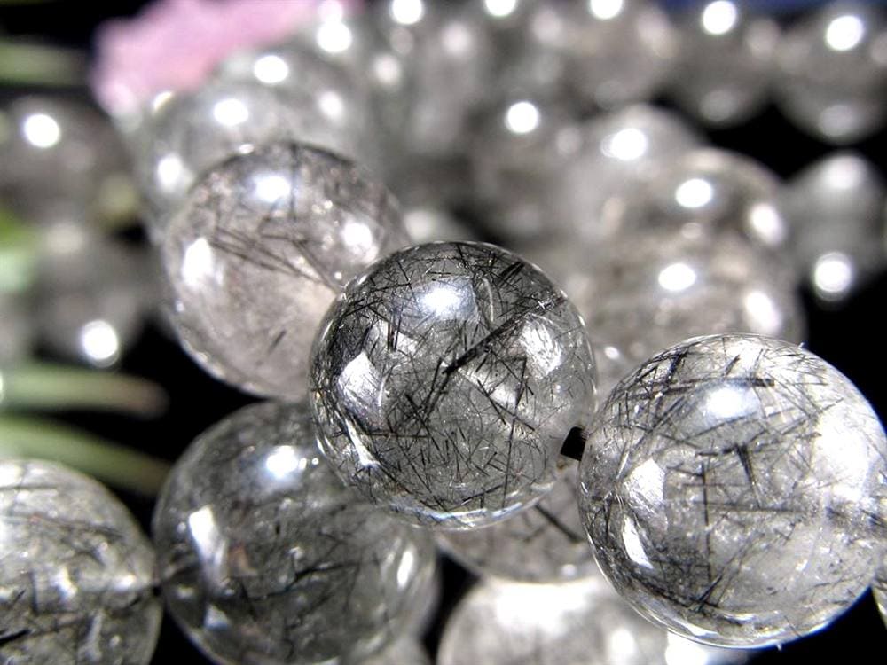 ブラックルチルクォーツ ブラックトルマリンインクォーツ ブレスレット 黒針 ルチレイテッドクォーツ