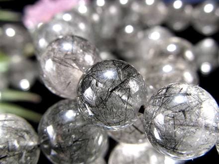 ブラックルチルクォーツ ブラックトルマリンインクォーツ ブレスレット 黒針 ルチレイテッドクォーツ