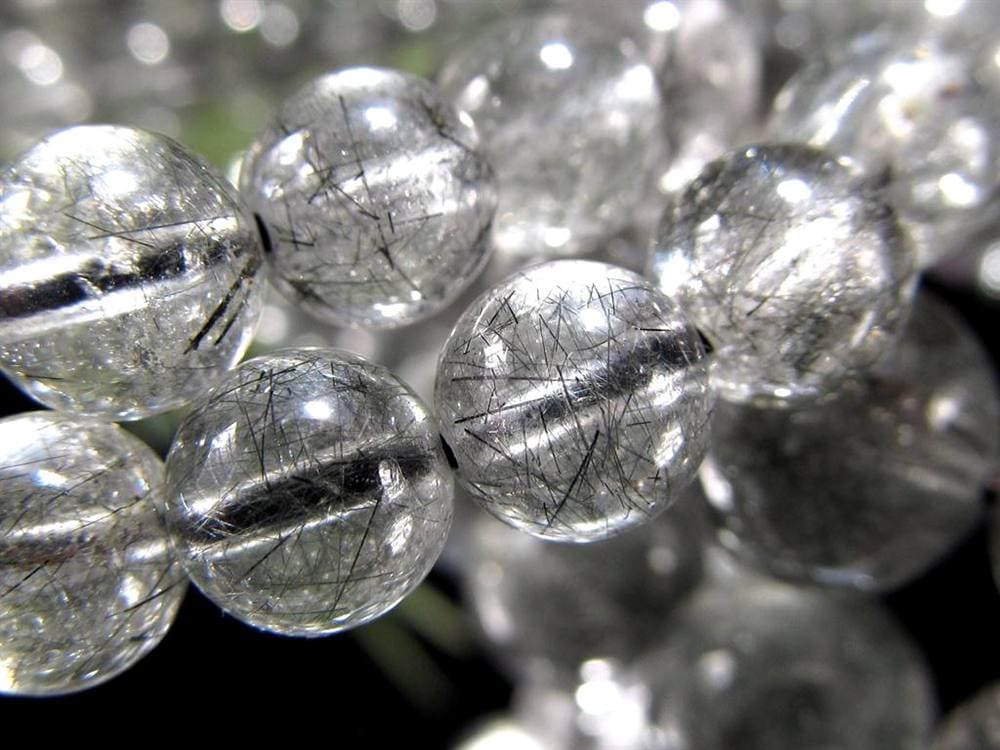 ブラックルチルクォーツ ブラックトルマリンインクォーツ ブレスレット 黒針 ルチレイテッドクォーツ