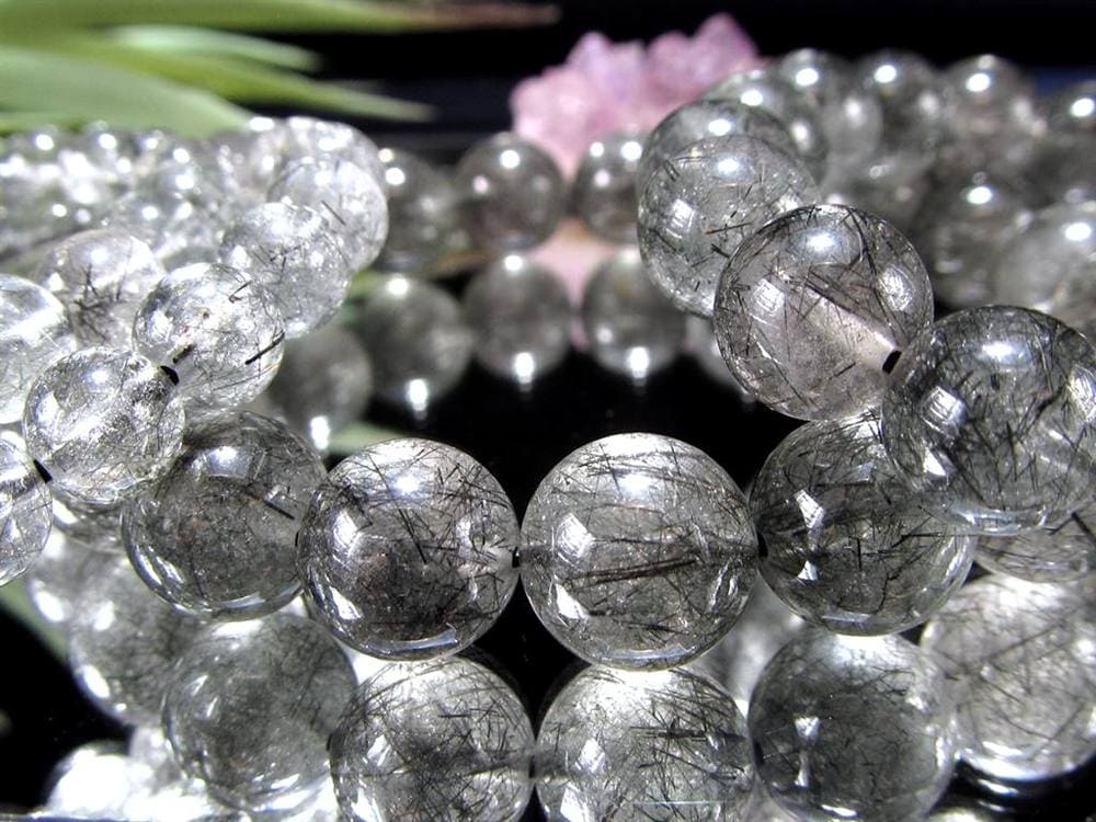 ブラックルチルクォーツ ブラックトルマリンインクォーツ ブレスレット 黒針 ルチレイテッドクォーツ