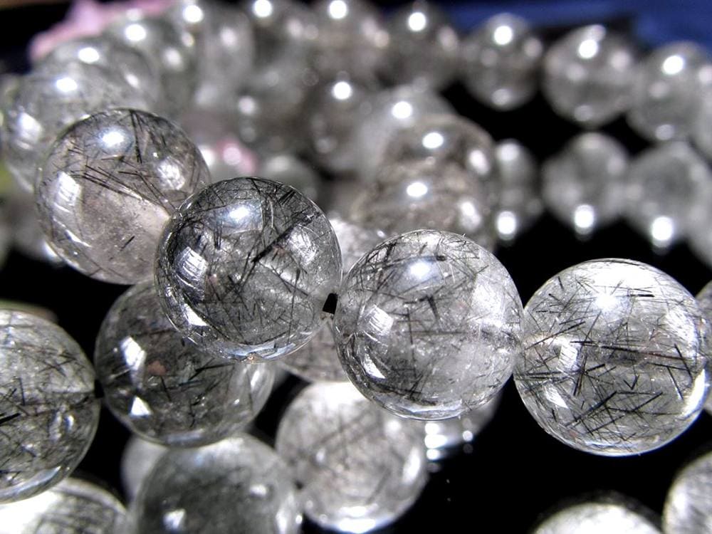 ブラックルチルクォーツ ブラックトルマリンインクォーツ ブレスレット 黒針 ルチレイテッドクォーツ