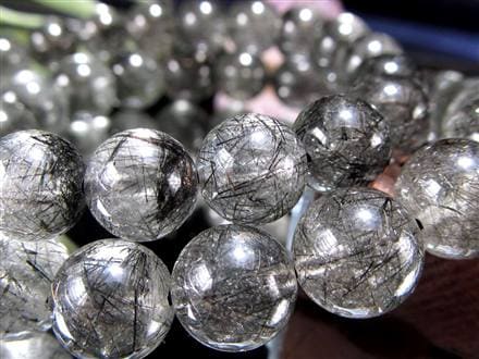 ブラックルチルクォーツ ブラックトルマリンインクォーツ ブレスレット 黒針 ルチレイテッドクォーツ