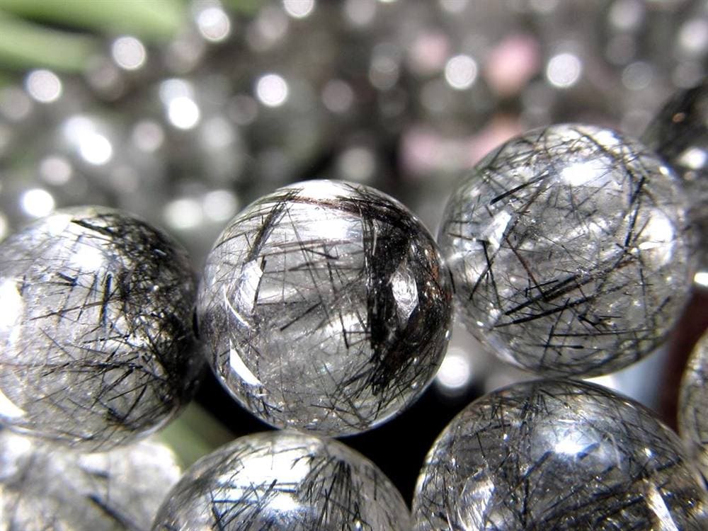 ブラックルチルクォーツ ブラックトルマリンインクォーツ ブレスレット 黒針 ルチレイテッドクォーツ