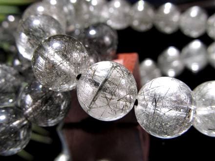 ブラックルチルクォーツ ブラックトルマリンインクォーツ ブレスレット 黒針 ルチレイテッドクォーツ