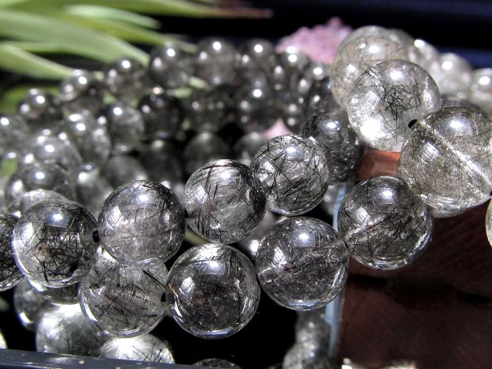 ブラックルチルクォーツ ブラックトルマリンインクォーツ ブレスレット 黒針 ルチレイテッドクォーツ