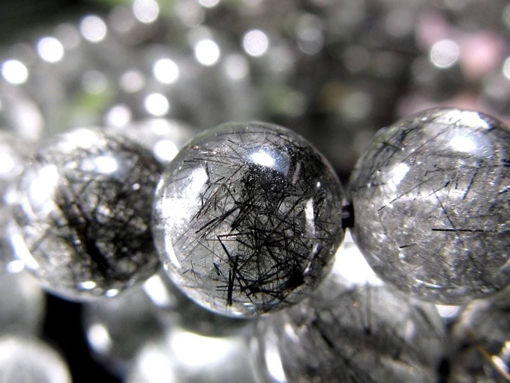 ブラックルチルクォーツ ブラックトルマリンインクォーツ ブレスレット 黒針 ルチレイテッドクォーツ