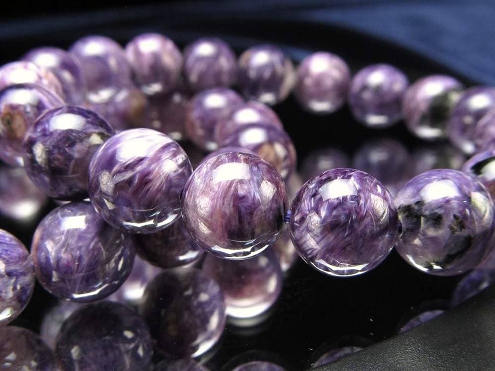 チャロアイト ブラックパープルチャロアイト チャロ石 ブレスレット ブラックチャロアイト シリカ