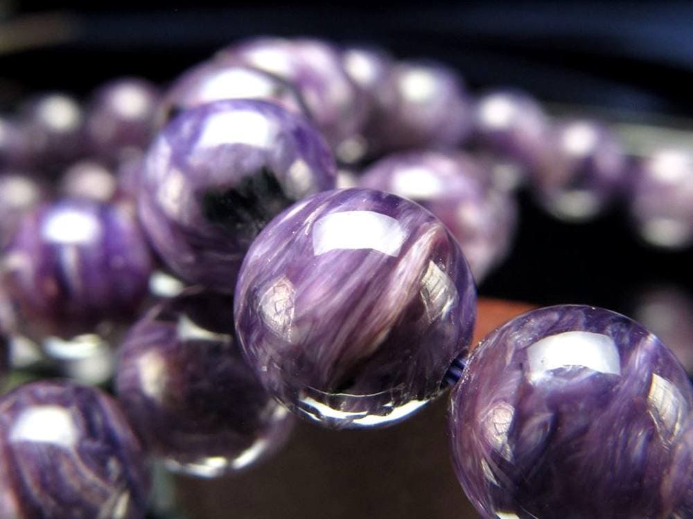 チャロアイト ブラックパープルチャロアイト チャロ石 ブレスレット ブラックチャロアイト シリカ