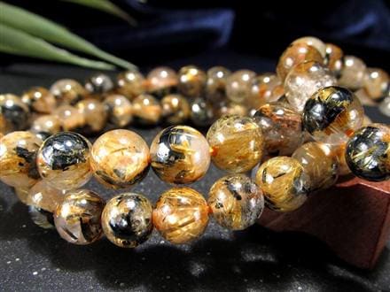 母岩ヘマタイト タイチン ブレスレット ゴールドルチルクォーツ パワーストーン