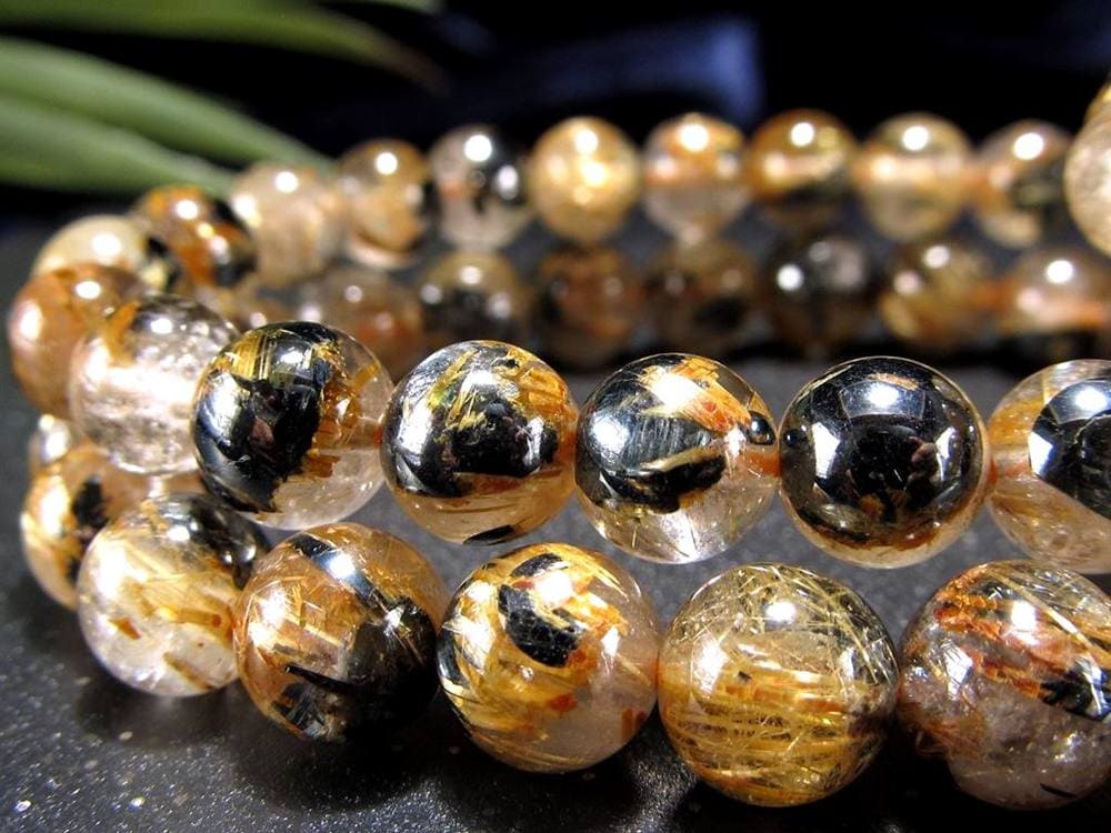 母岩ヘマタイト タイチン ブレスレット ゴールドルチルクォーツ パワーストーン