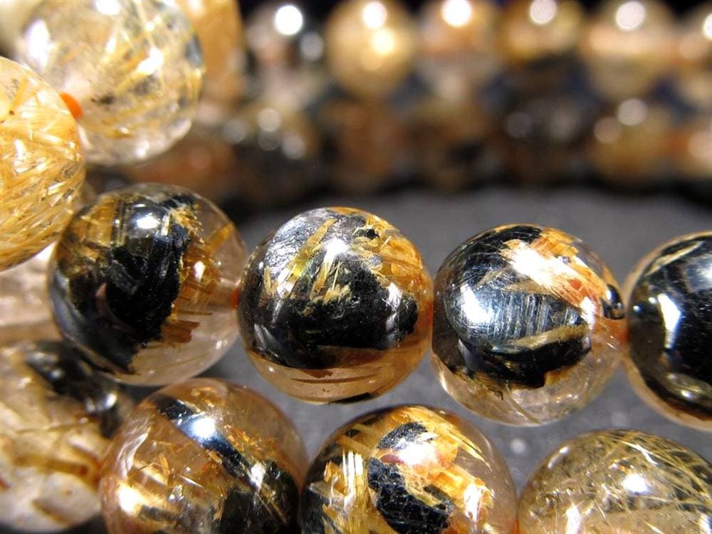 母岩ヘマタイト タイチン ブレスレット ゴールドルチルクォーツ パワーストーン