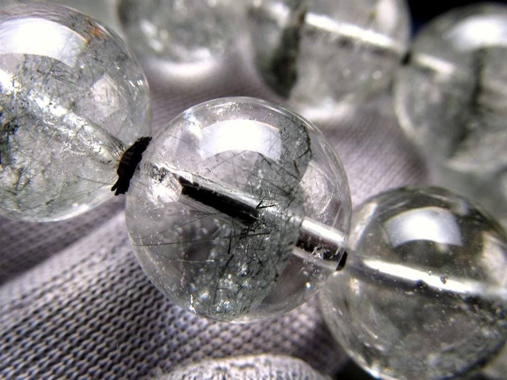 ブラックルチルクォーツ ブラックトルマリンインクォーツ ブレスレット 黒針 ルチレイテッドクォーツ