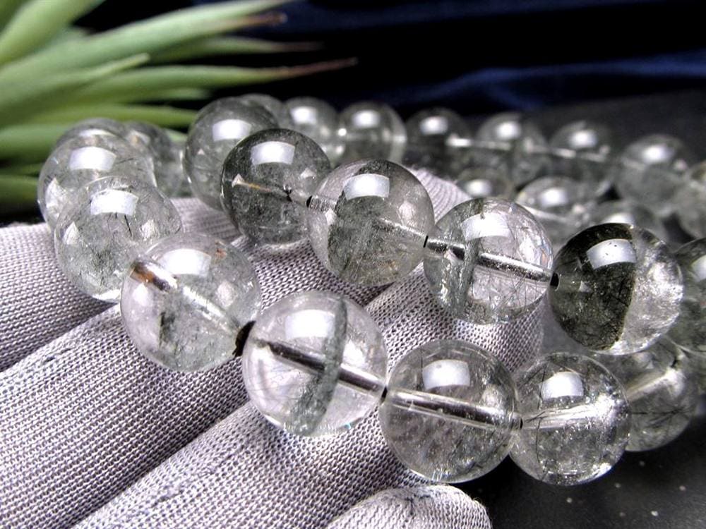 ブラックルチルクォーツ ブラックトルマリンインクォーツ ブレスレット 黒針 ルチレイテッドクォーツ