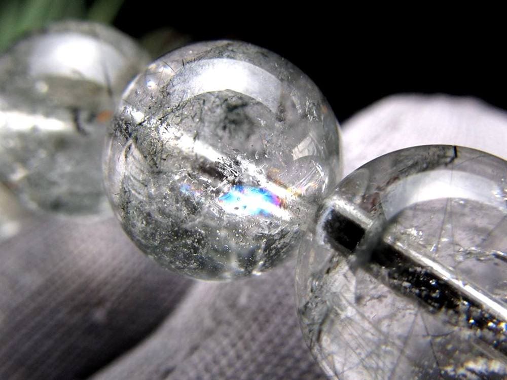 ブラックルチルクォーツ ブラックトルマリンインクォーツ ブレスレット 黒針 ルチレイテッドクォーツ