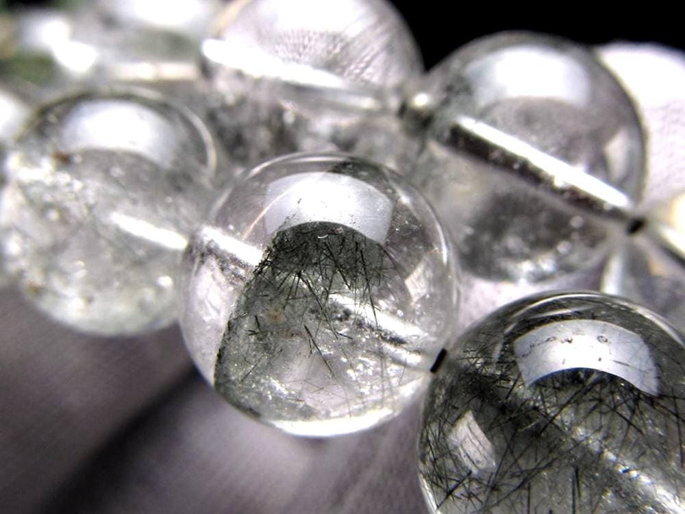 ブラックルチルクォーツ ブラックトルマリンインクォーツ ブレスレット 黒針 ルチレイテッドクォーツ