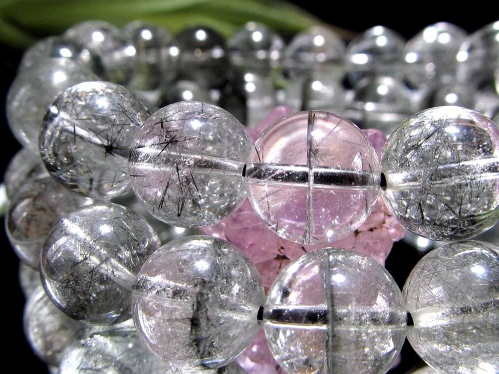 ブラックルチルクォーツ ブラックトルマリンインクォーツ ブレスレット 黒針 ルチレイテッドクォーツ