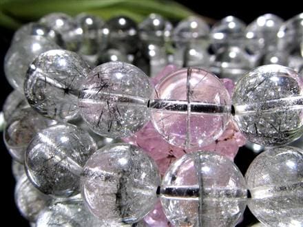 ブラックルチルクォーツ ブラックトルマリンインクォーツ ブレスレット 黒針 ルチレイテッドクォーツ