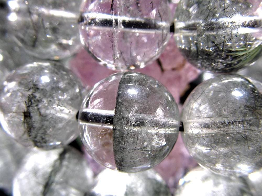 ブラックルチルクォーツ ブラックトルマリンインクォーツ ブレスレット 黒針 ルチレイテッドクォーツ