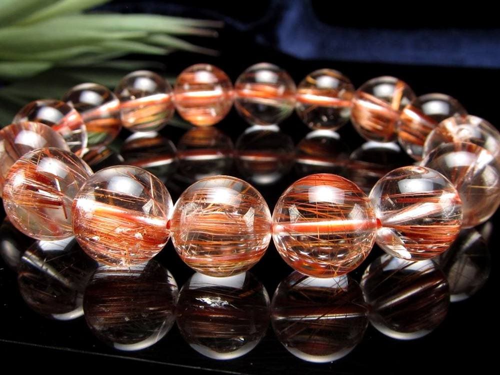 オレンジルチルクォーツ ブレスレット レッドルチルクォーツ ルチルレイデッドクォーツ 金運