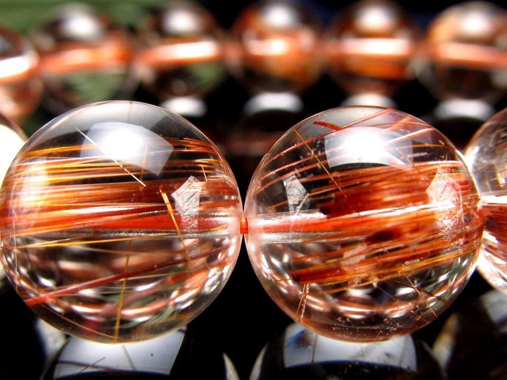 オレンジルチルクォーツ ブレスレット レッドルチルクォーツ ルチルレイデッドクォーツ 金運