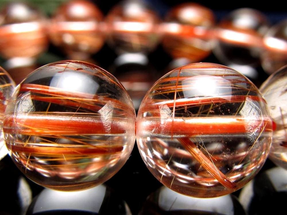 オレンジルチルクォーツ ブレスレット レッドルチルクォーツ ルチルレイデッドクォーツ 金運